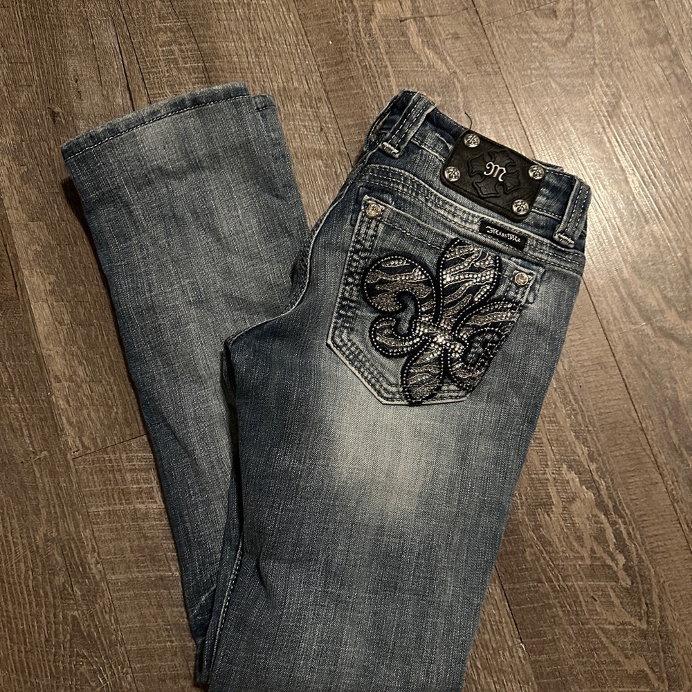 Miss Me Blue Boot Cut Jeans with Embellishments size 27